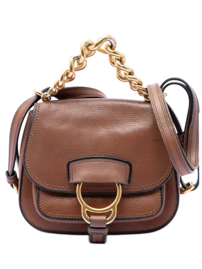 Pre-owned Miu Miu 2010-2026 Mini Goatskin Madras Dahlia Satchel In Brown