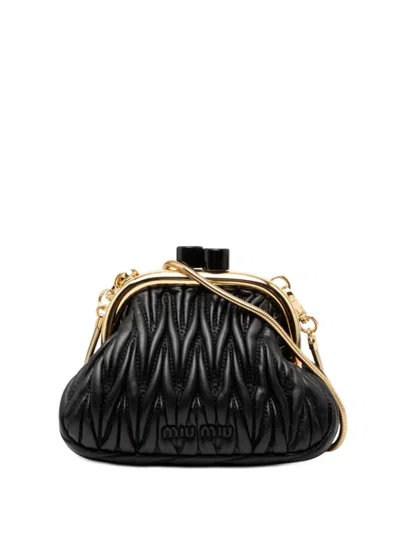 Pre-owned Miu Miu 2010-2026 Mini Matelasse Nappa Belle Crossbody Bag In Black