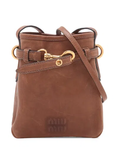 Pre-owned Miu Miu 2010-2026 Nappa Bucket Bag In Brown