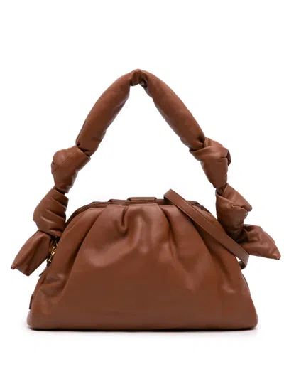 Pre-owned Miu Miu 2010-2026 Nappa Knot Top Handle Bag Satchel In Brown