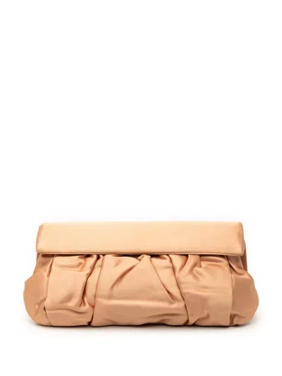 Pre-owned Miu Miu 2010-2026 Pleated Satin Flap Clutch Bag In Brown
