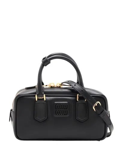 Pre-owned Miu Miu 2010-2026 Small Leather Arcadie Satchel In Black