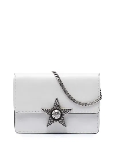 Pre-owned Miu Miu 2010-2026 Smooth Leather Star Crystal Embellished Crossbody Bag In White