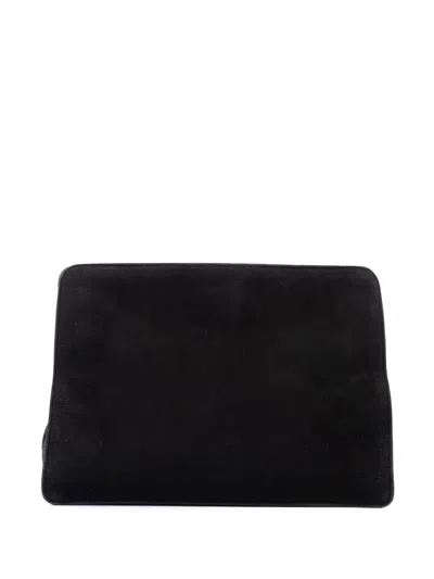 Pre-owned Miu Miu 2010-2026 Suede Frame Clutch Bag In Black