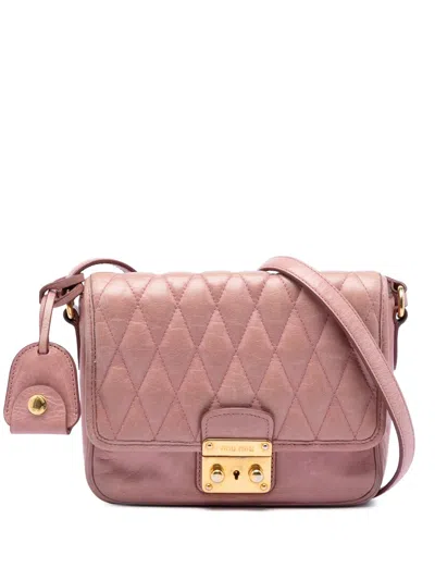 Pre-owned Miu Miu 2010-2026 Vitello Shine Trapu Crossbody Bag In Pink