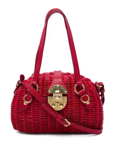 Pre-owned Miu Miu 2010-2026 Wicker Rattan Satchel In Red