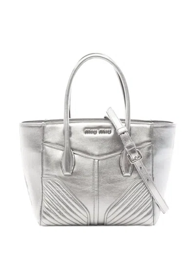 Pre-owned Miu Miu 2010s Biker Tote Bag In Silver