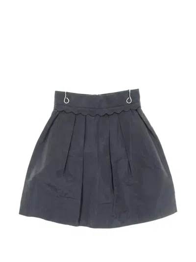 Pre-owned Miu Miu 2010s Blair Scalloped Mini Skirt In Gray