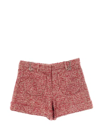 Pre-owned Miu Miu 2010s Button-fly Tweed Shorts In Red