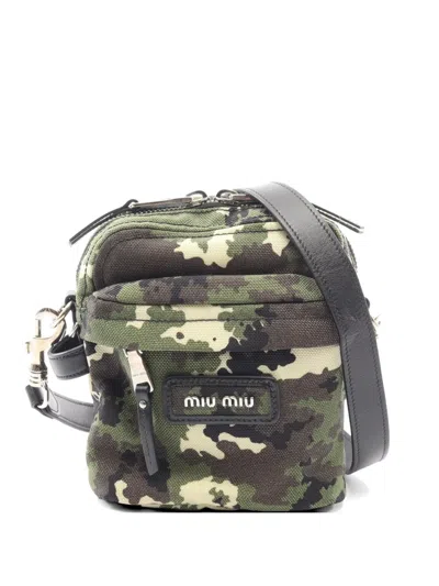 Pre-owned Miu Miu 2010s Camouflage Shoulder Bag In Green
