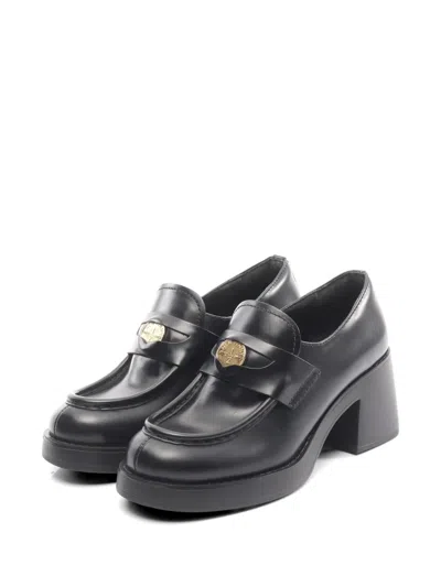 Pre-owned Miu Miu 2010s Coin-detail Loafers In Black