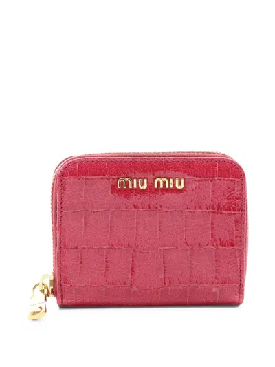 Pre-owned Miu Miu 2010s Crocodile-effect Coin Purse In Pink