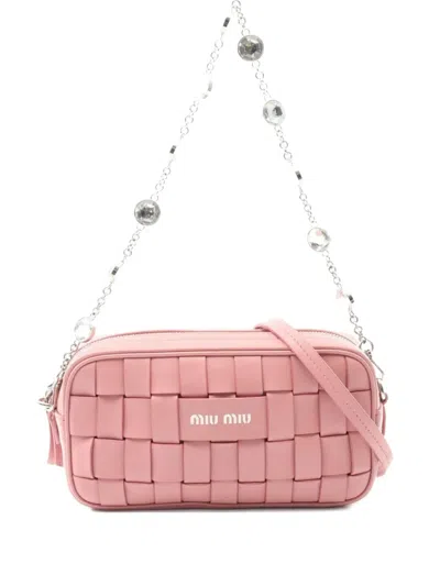 Pre-owned Miu Miu 2010s Crystal-embellished Shoulder Bag In Pink