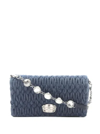 Pre-owned Miu Miu 2010s Crystal-embellishment Shoulder Bag In Blue