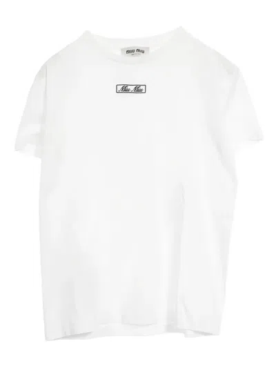 Pre-owned Miu Miu 2010s Embroidered-logo Cotton T-shirt In White