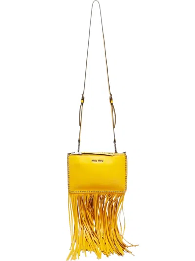 Pre-owned Miu Miu 2010s Fringed Shoulder Bag In Yellow