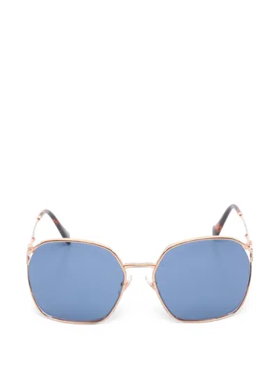 Pre-owned Miu Miu 2010s Geometric-frame Sunglasses In Gold