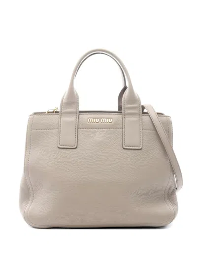 Pre-owned Miu Miu 2010s Leather Handbag In Neutral