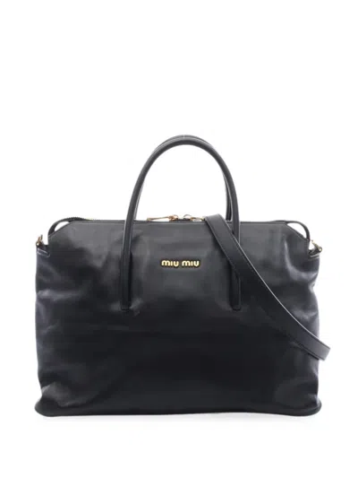 Pre-owned Miu Miu 2010s Leather Tote Bag In ブラック