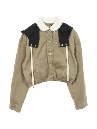 Pre-owned Miu Miu 2010s Limestone Cropped Blouson Jacket In Neutral