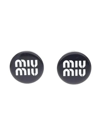 Pre-owned Miu Miu 2010s Logo Earrings In Black
