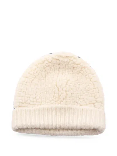 Pre-owned Miu Miu 2010s Logo Knit Beanie Hat In Neutral