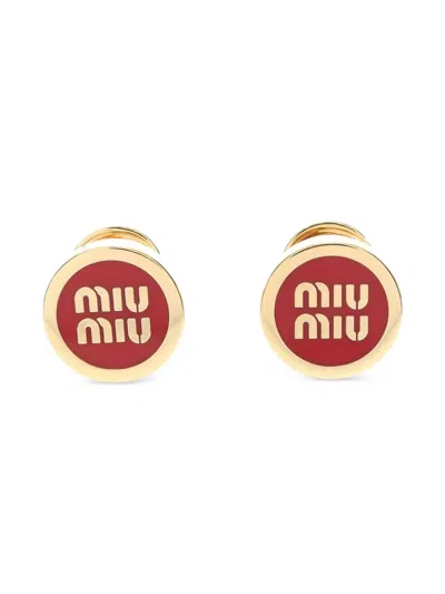Pre-owned Miu Miu 2010s Logo-motif Earrings In Gold