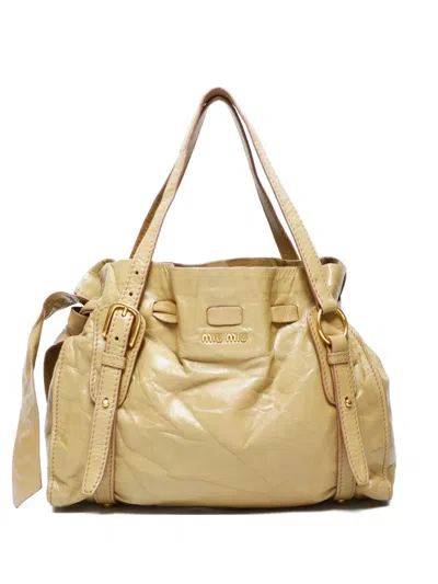 Pre-owned Miu Miu 2010s Logo-plaque Shoulder Bag In Neutral