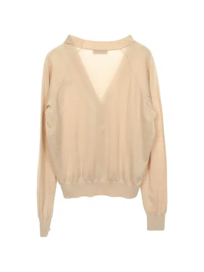 Pre-owned Miu Miu 2010s Logo V-neck Cardigan In Neutrals