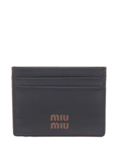 Pre-owned Miu Miu 2010s Logo-detail Leather Card Case In Black