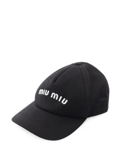 Pre-owned Miu Miu 2010s Logo-embroidered Baseball Cap In Black