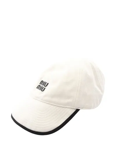Pre-owned Miu Miu 2010s Logo-embroidered Baseball Cap In White