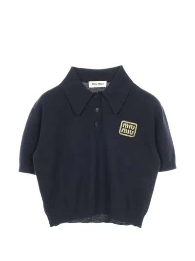 Pre-owned Miu Miu 2010s Logo-embroidered Polo Shirt In Blue
