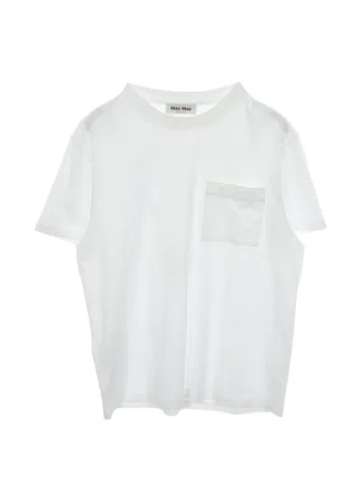 Pre-owned Miu Miu 2010s Logo-embroidered T-shirt In White