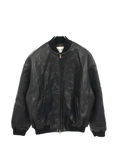 Pre-owned Miu Miu 2010s Logo-patch Bomber Jacket In Black