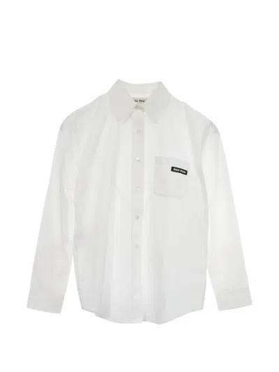Pre-owned Miu Miu 2010s Logo-patch Pocket Shirt In White