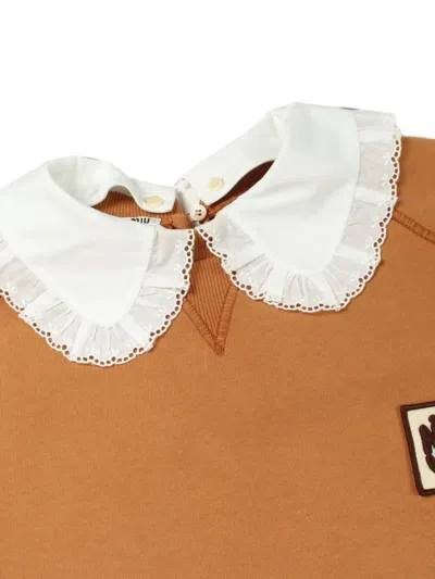 Pre-owned Miu Miu 2010s Logo-patch Sweatshirt In Brown