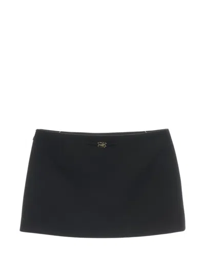 Pre-owned Miu Miu 2010s Logo-plaque Mini Skirt In Black