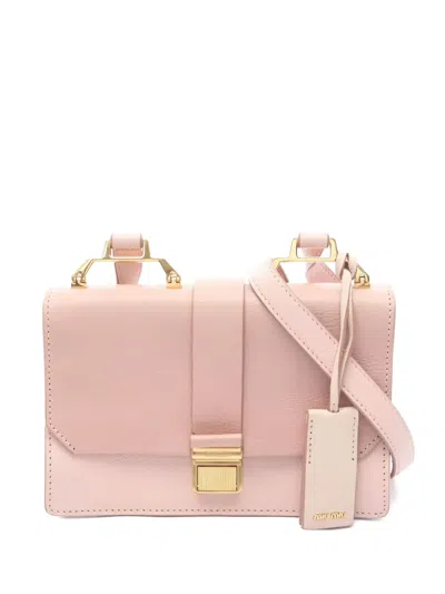 Pre-owned Miu Miu 2010s Madras Leather Cross Body Bag In Pink
