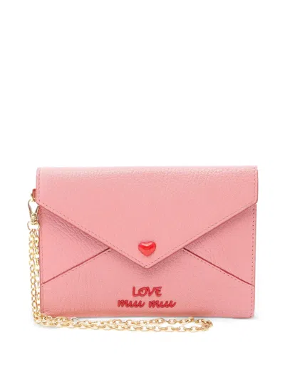 Pre-owned Miu Miu 2010s Madras Love Chain-strap Wallet In Pink