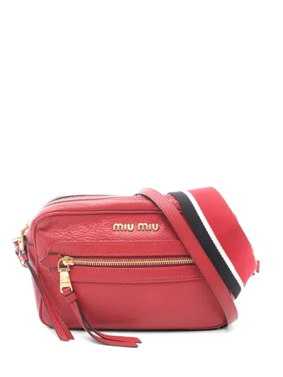 Pre-owned Miu Miu 2010s Madras Shoulder Bag In Red