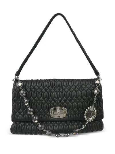 Pre-owned Miu Miu 2010s Matalassé Shoulder Bag In Black