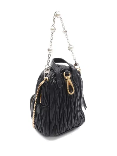 Pre-owned Miu Miu 2010s Matelassé Chain-strap Shoulder Bag In Black