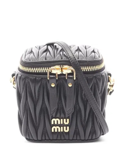 Pre-owned Miu Miu 2010s Matelassé Cross Body Bag In Black