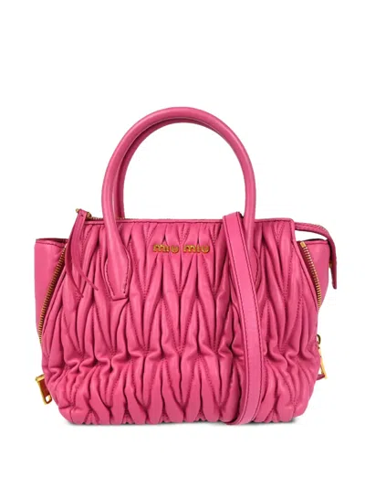 Pre-owned Miu Miu 2010s Matelasse Lambskin Tote Bag In Pink