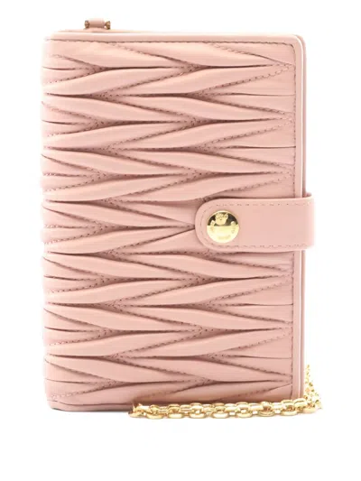 Pre-owned Miu Miu 2010s Matelasse Leather Wallet In Pink