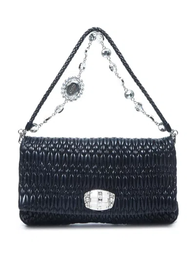 Pre-owned Miu Miu 2010s Matelassé Shoulder Bag In Black
