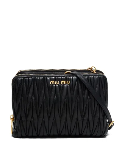Pre-owned Miu Miu 2010s Matelassé Shoulder Bag In Black