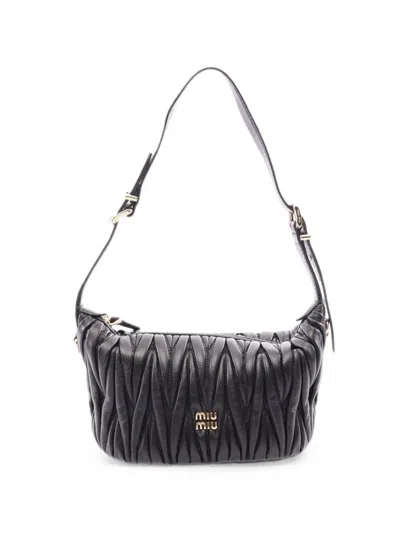 Pre-owned Miu Miu 2010s Matelassé Shoulder Bag In Black