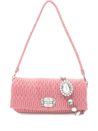 Pre-owned Miu Miu 2010s Matelassé Shoulder Bag In Pink